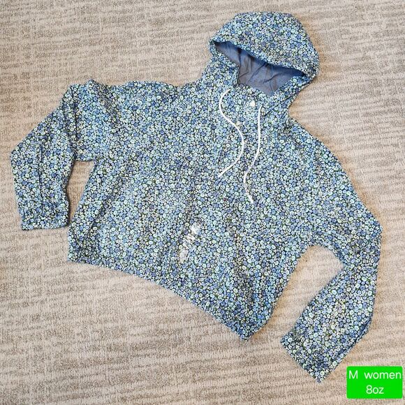Tommy Hilfger women's lightweight pullover hood jacket blue floral size M - Picture 1 of 11